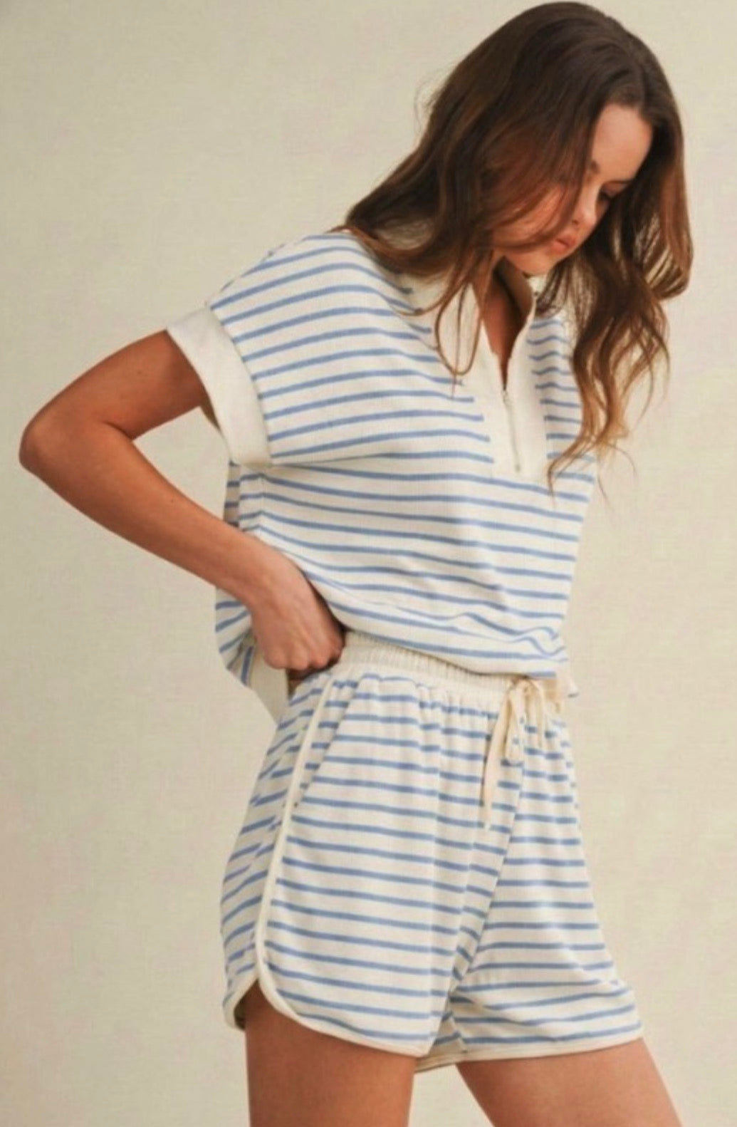 BLUE STRIPPED SHORT SET