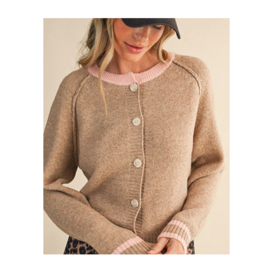 PINK TRIMMED SWEATER