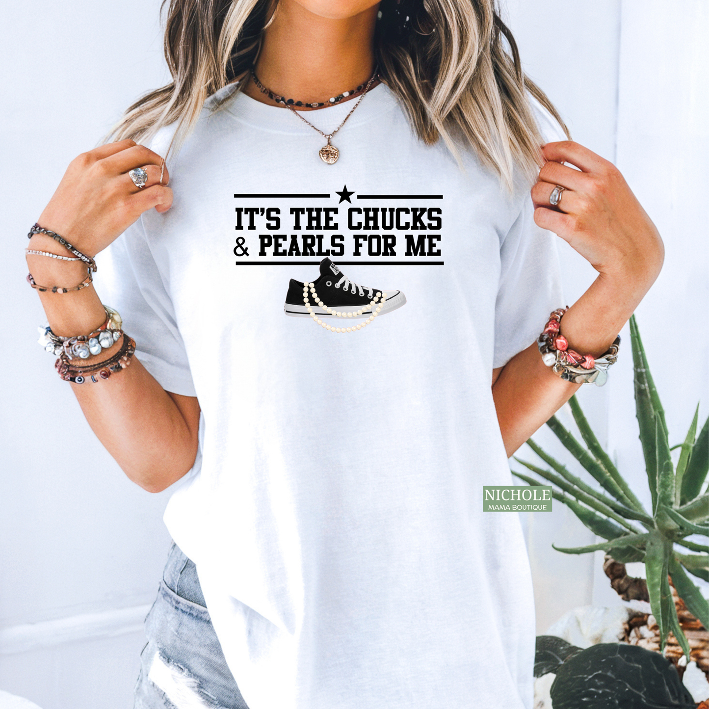 CHUCKS AND PEARLS TEE