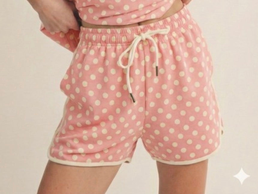 CREAM DOT ON PINK SHORTS