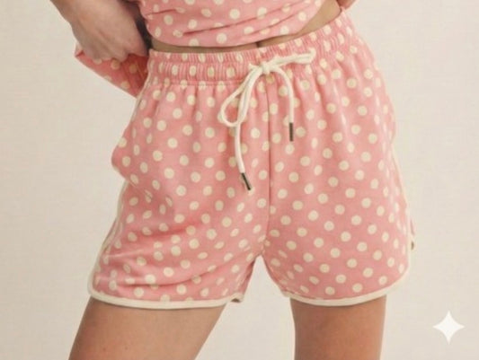 CREAM DOT ON PINK SHORTS