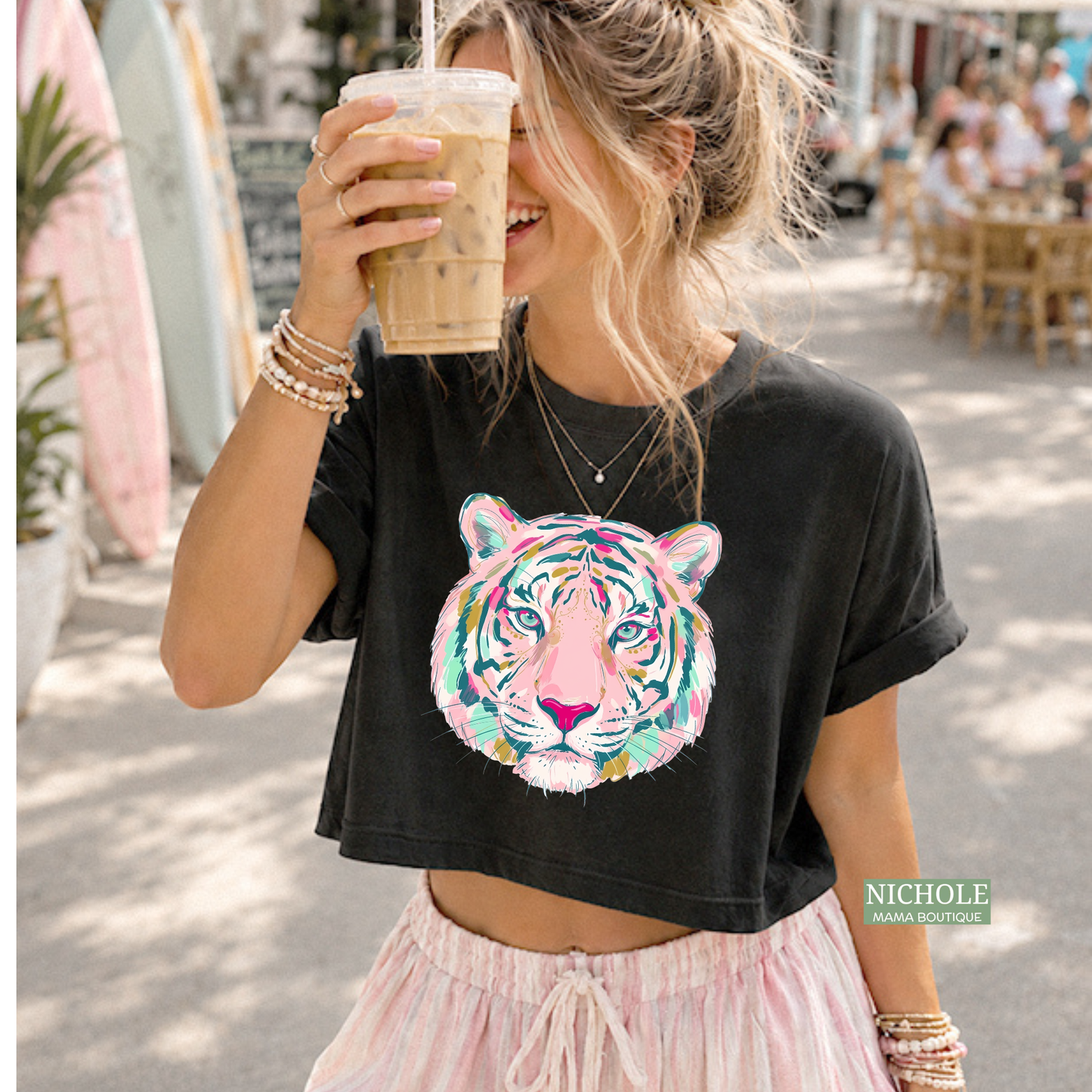 PINK TIGER BOXY TEE