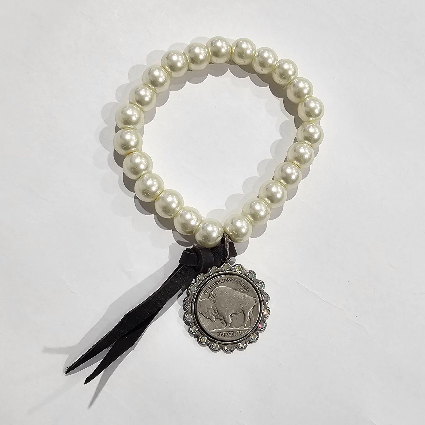 PEARL BRACELET W/BUFFALO COIN