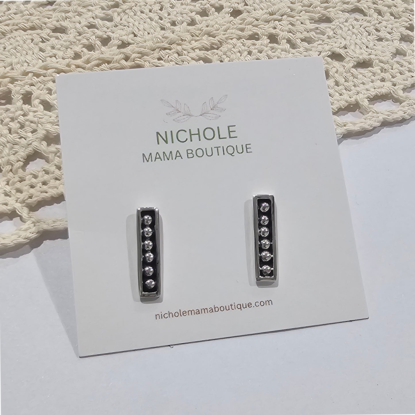 BEADED BAR EARRINGS