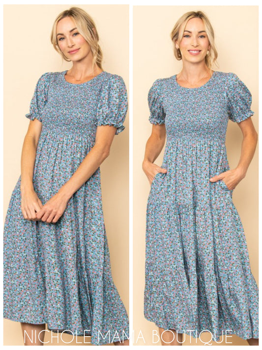FLORAL SMOCKED DRESS